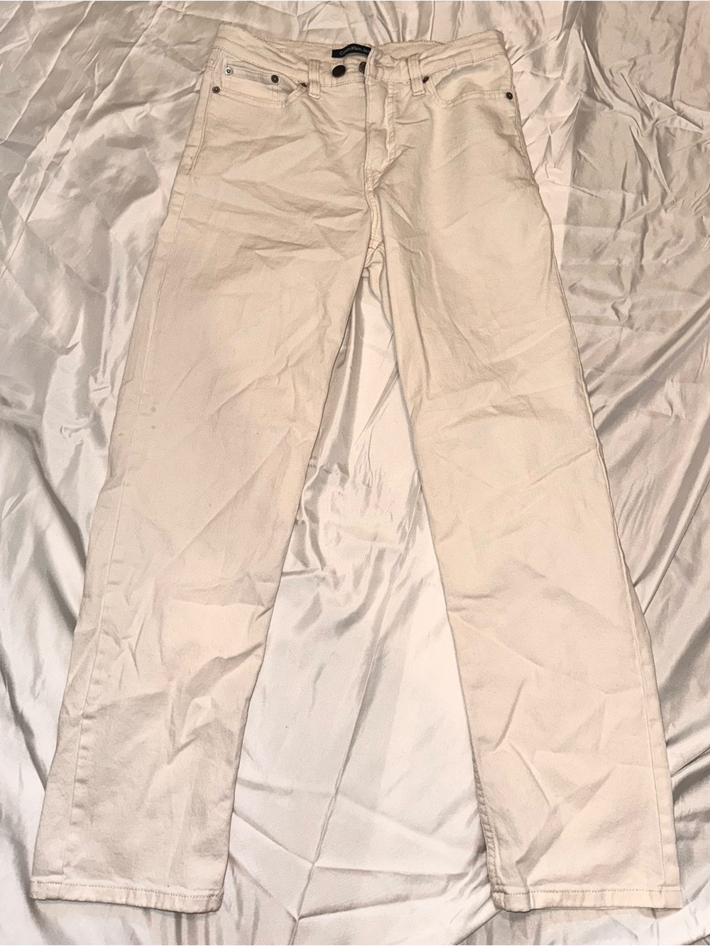 Calvin Klein Jeans Cream Straight-Leg Pants